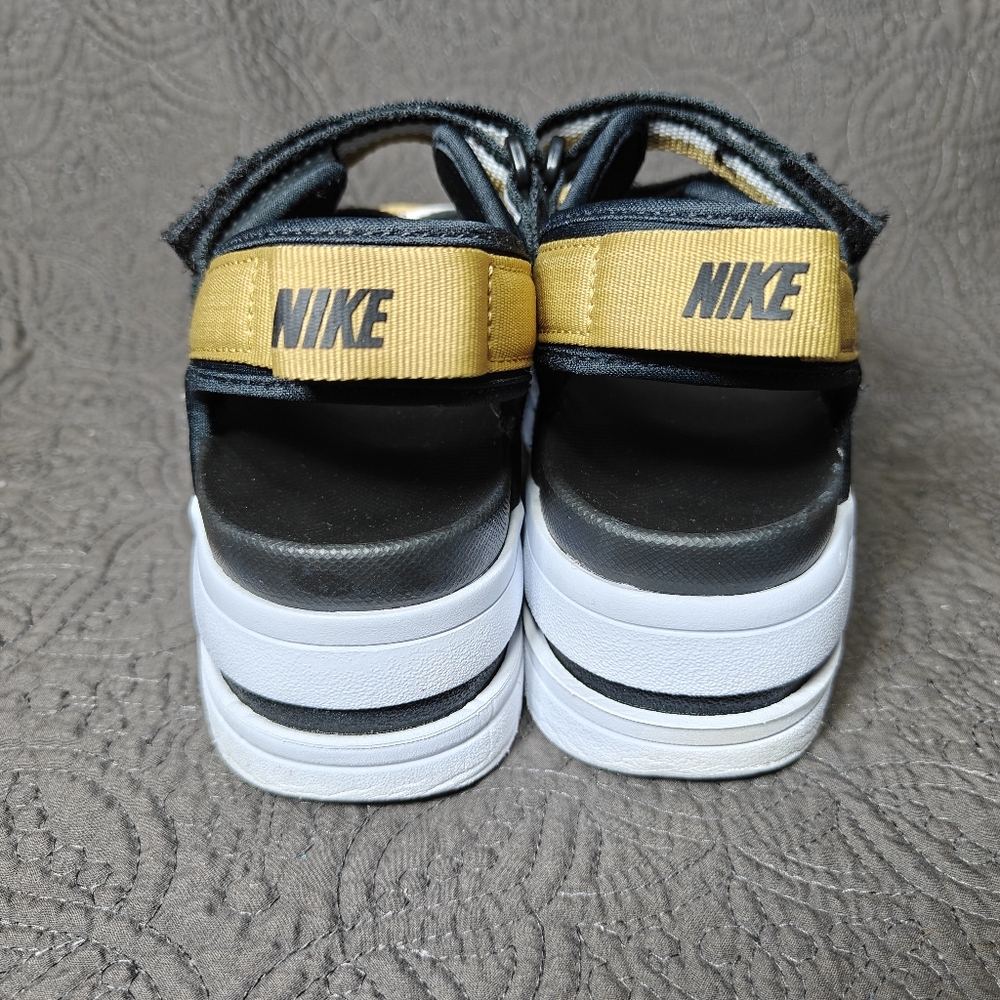 Nike Icon Classic Black Metallic Gold Platform Strappy Slip On Women’s Sandals 8 - Picture 6 of 8
